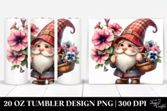 Cute Gnome with Petunia Bouquet | 20 Oz Tumbler Product Image 1