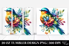 Abstract Vibrant Watercolor Bird | 20 oz Tumbler Product Image 1