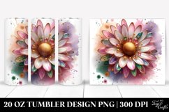 20 Oz Tumbler Sublimation | Glossy Daisy with Golden Product Image 1