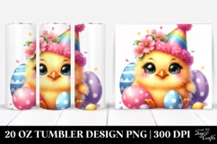 20 Oz Tumbler Sublimation | Smiling Cute Chicken with Party Product Image 1