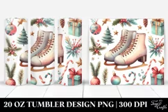 Vintage Ice Skates Christmas Clipart Product Image 1