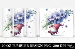 Cute Gnome with Lobelia Stained PNG Product Image 1