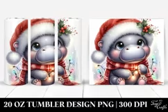 Cute Baby Hippo in Christmas Lights, High-Res 20 Oz Tumbler Product Image 1