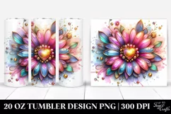Glossy Daisy Heart Tumbler | 20 oz Tumbler Product Image 1