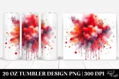 Colorful Redish Watercolor Splash with Drips | 20 Oz Tumbler Product Image 1