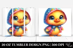 20 Oz Tumbler Sublimation | Smiling Cute Duck with Rain Product Image 1