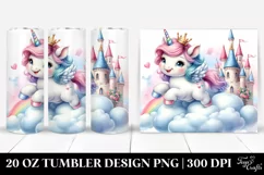 Pastel Baby Unicorn Bouncing on Cloud Puff | 20 Oz Tumbler Product Image 1