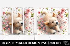 Dog Tumbling with Spring Petals | 20 Oz Tumbler Product Image 1