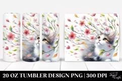 Cat Tumbling with Spring Petals | 20 Oz Tumbler Product Image 1