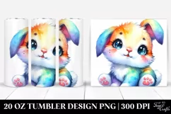 Small Vibrant Watercolor Baby Rabbit | 20 Oz Tumbler Product Image 1