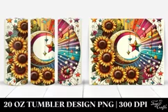 Retro Colorful Half Moon with Stars and Sunflowers | 20 oz Product Image 1