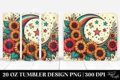 Retro Colorful Half Moon with Stars and Sunflowers | 20 oz Product Image 1