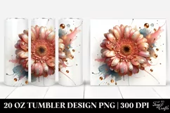 20 Oz Tumbler Sublimation | Glossy Gerbera with Golden Product Image 1
