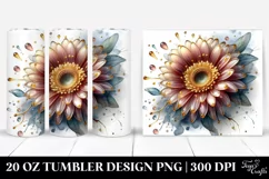 20 Oz Tumbler Sublimation | Glossy Gerbera with Golden Product Image 1