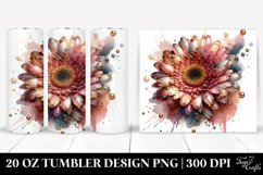 20 Oz Tumbler Sublimation | Glossy Gerbera with Golden Product Image 1
