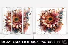 20 Oz Tumbler Sublimation | Glossy Gerbera with Golden Product Image 1