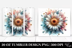 20 Oz Tumbler Sublimation | Glossy Gerbera with Golden Product Image 1