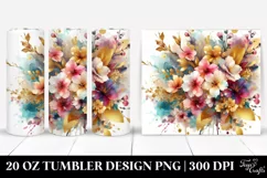 Colorful Abstract Bouquet with Gold Foil | 20 Oz Tumbler Product Image 1