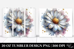 20 Oz Tumbler Sublimation | Daisy with Golden Insertions Product Image 1
