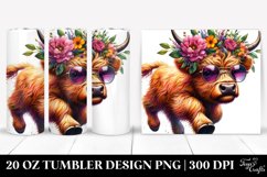 Cute Baby Highland Cow Running | 20 oz Tumbler Product Image 1