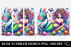 Funny Mermaid Drawing | 20 oz Tumbler Product Image 1