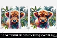 Colorful Baby Highland Cow with Jungle Background. 20 oz Product Image 1