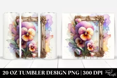 Pastel Stained Pansy Clipart, High-Res 20 Oz Tumbler Product Image 1