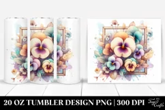 Abstract Stained Pansy, High-Quality 20 Oz Tumbler Product Image 1