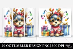 Expressive Watercolor Yorkipoo with Santa Hat PNG Product Image 1