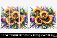 Vibrant Watercolor Drawing with Sunflowers | 20 oz Tumbler Product Image 1