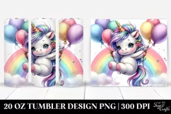 Pastel Unicorn Swinging on Rainbow | 20 Oz Tumbler Product Image 1