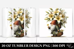 Detailed Gnome with Lily Bouquet | 20 Oz Tumbler Product Image 1