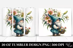 Detailed Gnome with Lily Bouquet | 20 Oz Tumbler Product Image 1