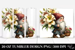 Detailed Gnome with Lily Bouquet | 20 Oz Tumbler Product Image 1