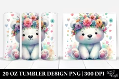 Cute Polar Bear with Flower Crown | 20 oz Tumbler Product Image 1