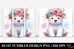 Cute Polar Bear with Flower Crown | 20 oz Tumbler Product Image 1