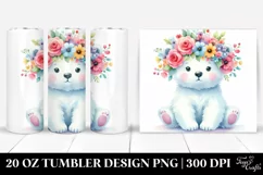 Cute Polar Bear with Flower Crown | 20 oz Tumbler Product Image 1