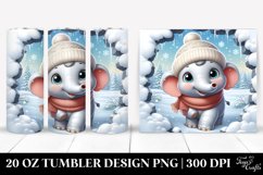 Cute Baby Elephant Exiting Snowy Wall, High-Res 20 Oz Product Image 1