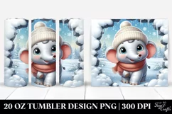 Cute Baby Elephant Exiting Snowy Wall, High-Res 20 Oz Product Image 1
