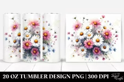 Vibrant Daisy Watercolor | 20 oz Tumbler Product Image 1