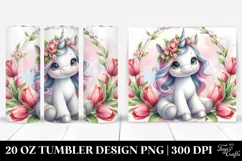 Cute Baby Unicorn Tulip Frame | 20 Oz Tumbler Product Image 1