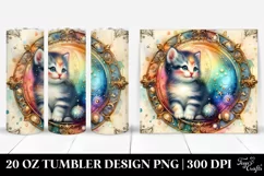 Colorful Retro Kitten Watercolor Clipart Product Image 1