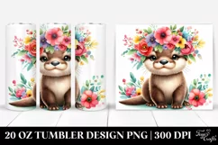 Cute Otter with Flower Crown | 20 oz Tumbler Product Image 1