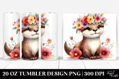 Cute Otter Flower Crown | 20 oz Tumbler Product Image 1