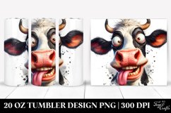 Crazy Funny Cow Portrait Watercolor Tumbler | 20 Oz Tumbler Product Image 1