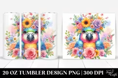 Cute Macaw with Flower Crown | 20 oz Tumbler Product Image 1