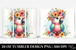 Colorful Macaw Flower Crown | 20 oz Tumbler Product Image 1