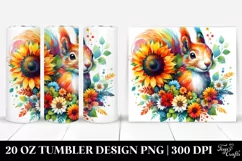 Abstract Watercolor Squirrel Sunflower Tumbler Product Image 1