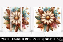 20 Oz Tumbler Sublimation | Wooden Stained Daisy Golden Product Image 1