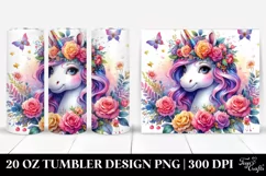 Cute Unicorn Floral Wreath Tumbler Product Image 1